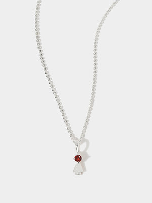 14k White Gold Girl Necklace or Charm with Garnet Gemstone - January Birthstone | Precious People
