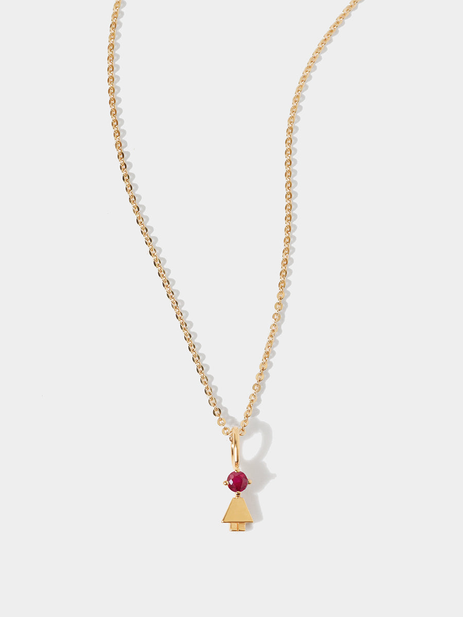 Gold Vermeil Daughter or Girl with Ruby Gemstone - July Birthstone