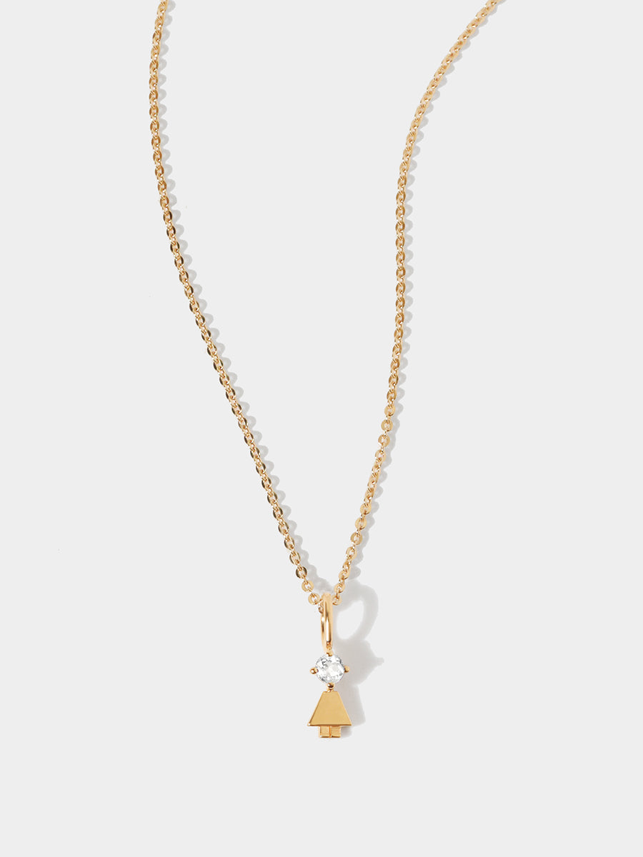 Gold Vermeil Daughter or Girl with White Topaz Gemstone - April Birthstone