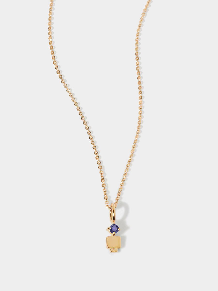 14k Solid Gold Boy Necklace or Charm with Tanzanite Gemstone - December Birthstone | Precious People