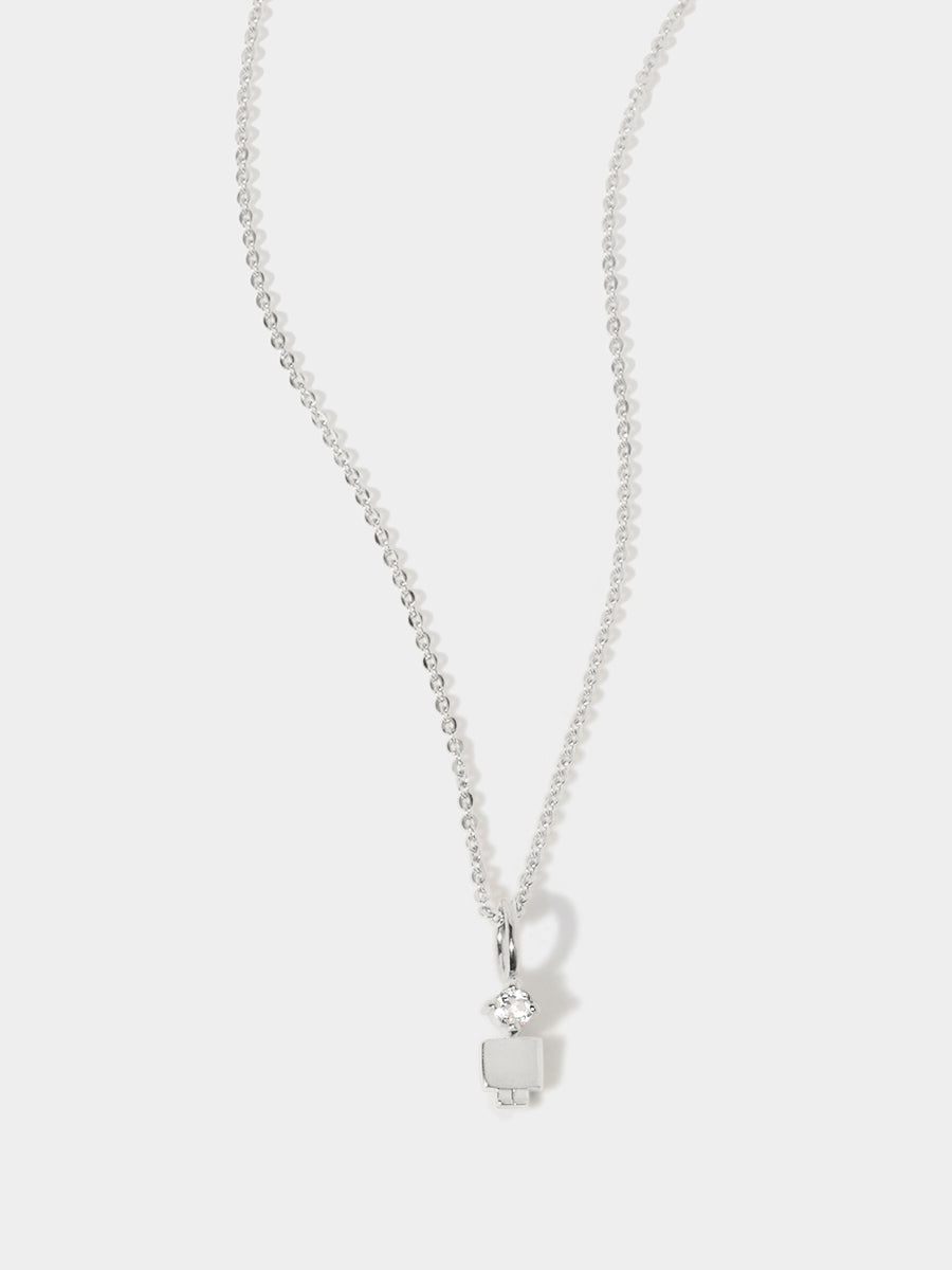 14k White Gold Boy Necklace or Charm with Lab Grown VS1 Diamond Gemstone | Precious People