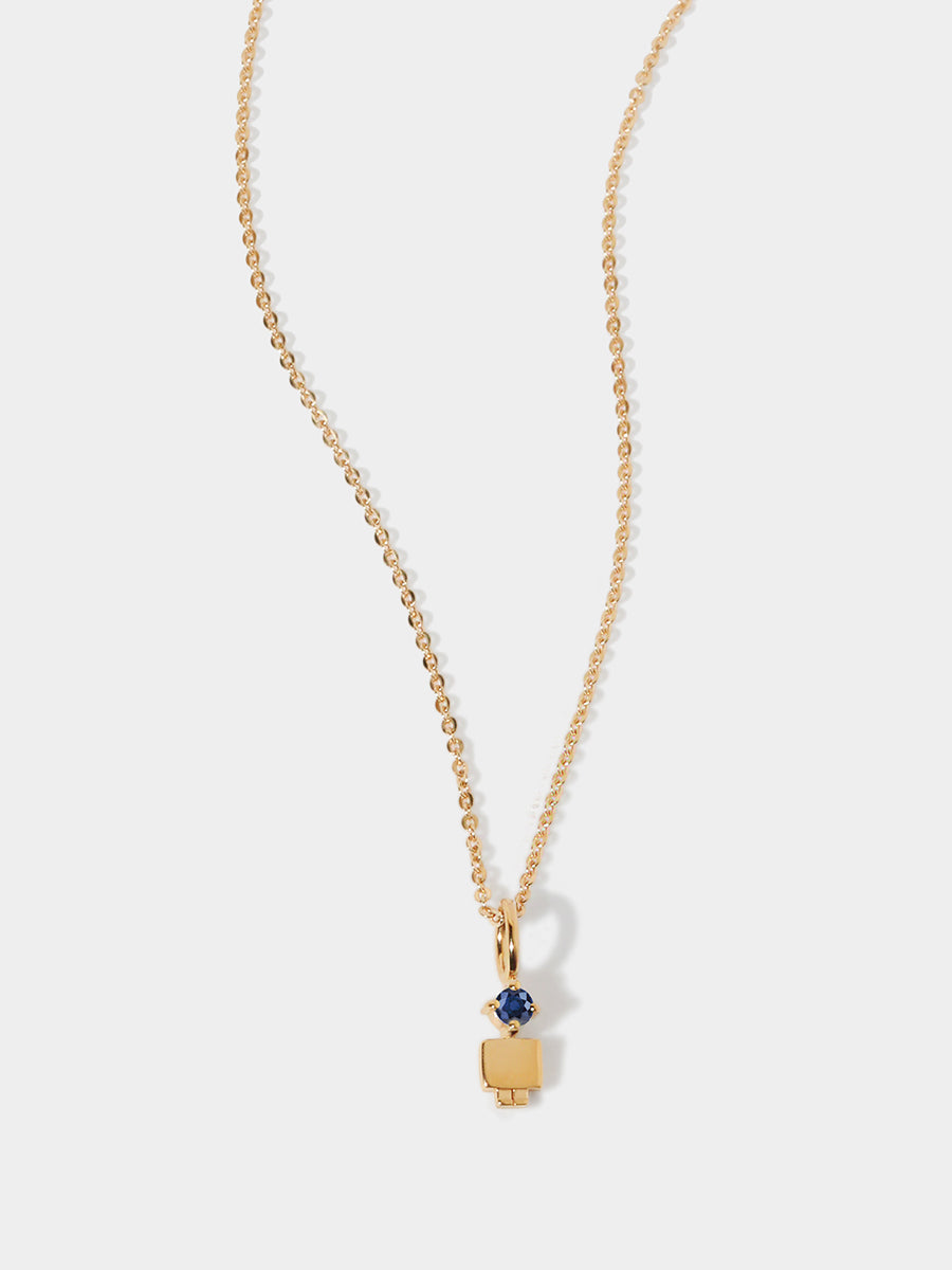 Gold Vermeil Son or Boy with Blue Sapphire Gemstone - September Birthstone