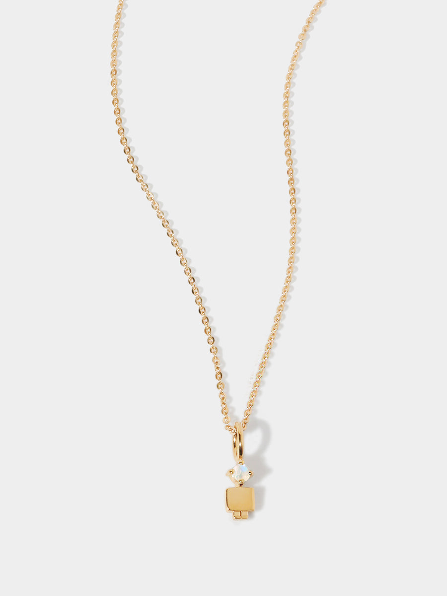 Gold Vermeil Boy Necklace or Charm with Moonstone Gemstone - June Birthstone | Precious People