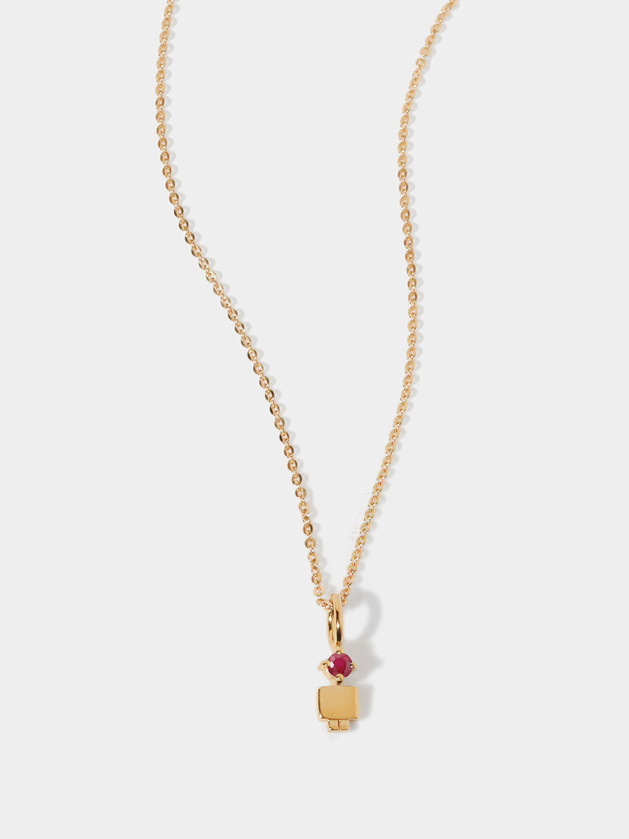 Gold Vermeil Son or Boy with Ruby Gemstone - July Birthstone