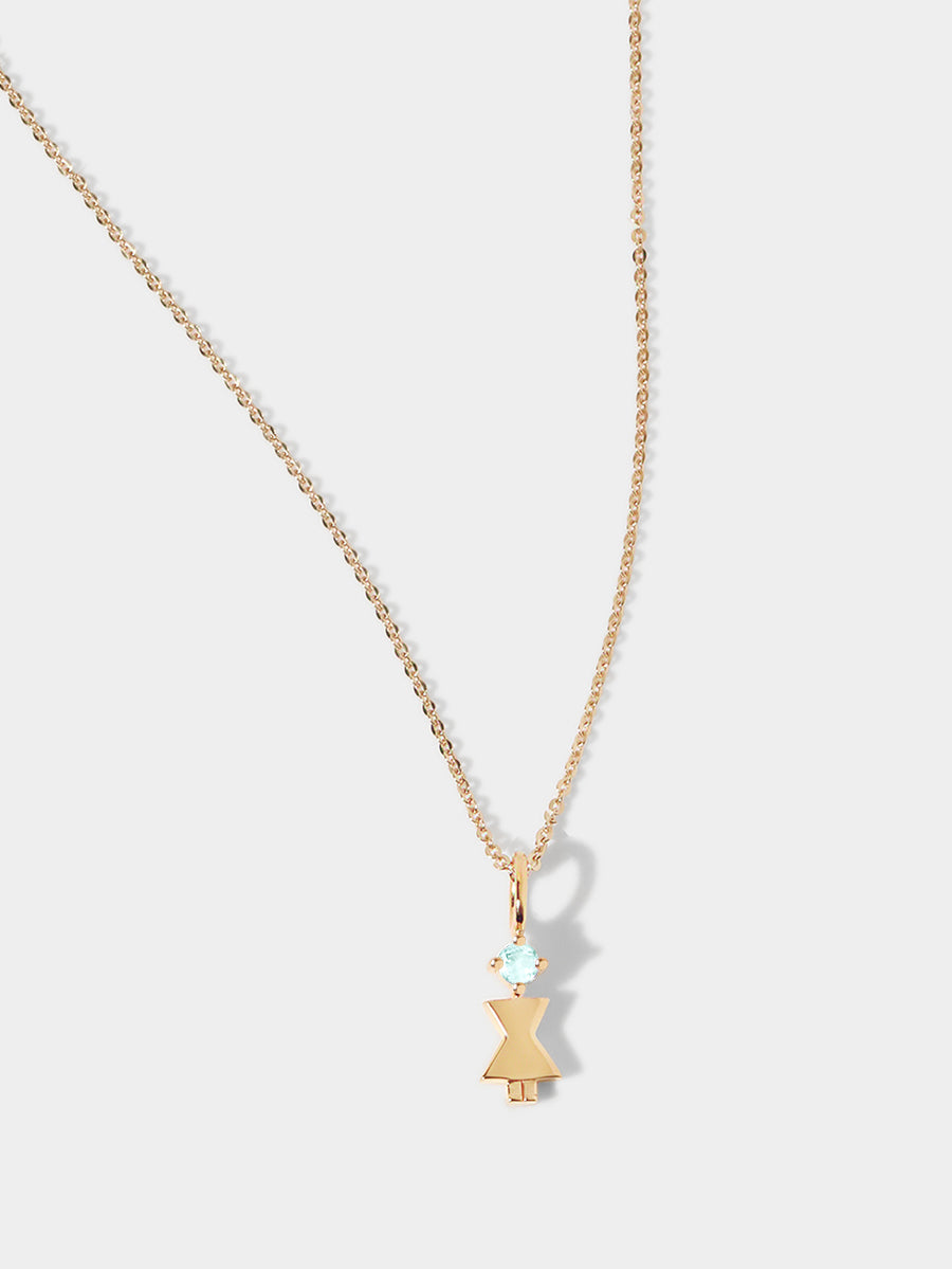14k Solid Gold Woman Necklace or Charm with Aquamarine Gemstone - March Birthstone | Precious People