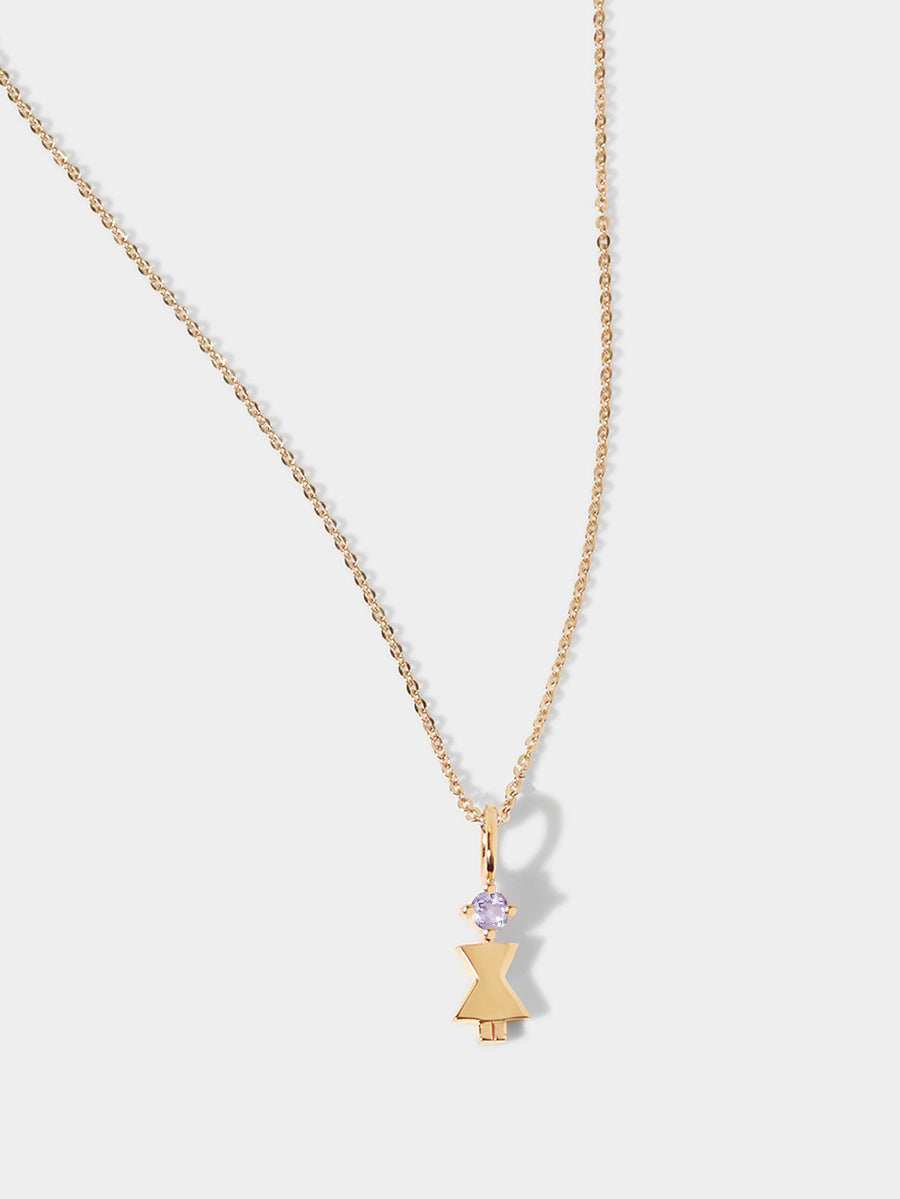 14k Solid Gold Woman Necklace or Charm with Amethyst Gemstone - February Birthstone | Precious People
