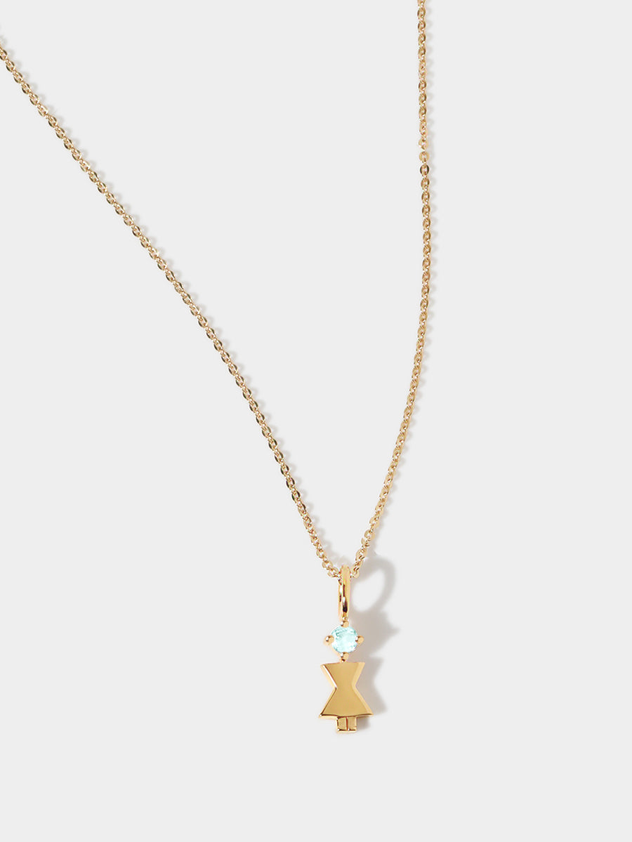 Gold Vermeil Mum or Woman with Aquamarine Gemstone - March Birthstone