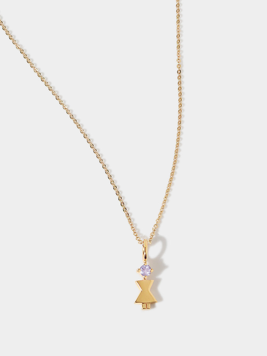 Gold Vermeil Mum or Woman with Amethyst Gemstone - February Birthstone