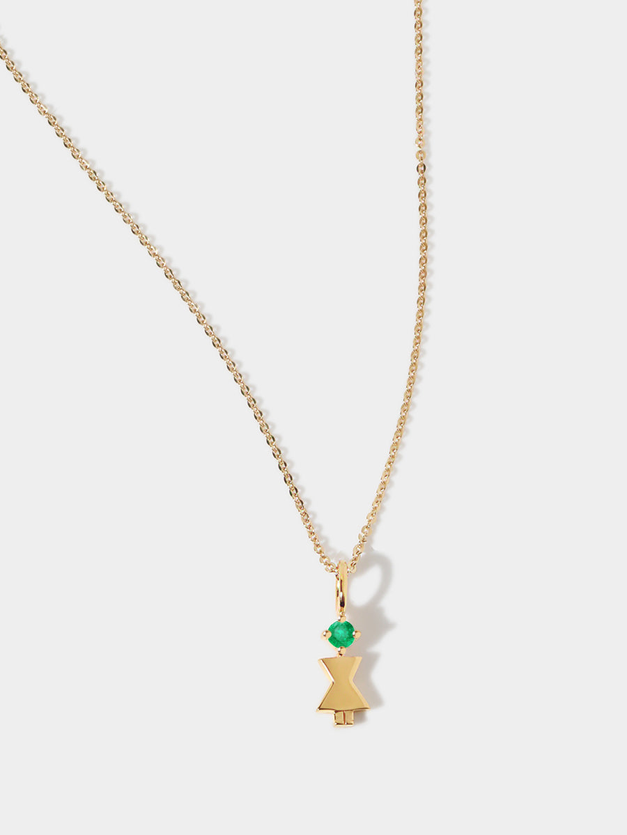 Gold Vermeil Mum or Woman with Emerald Gemstone - May Birthstone