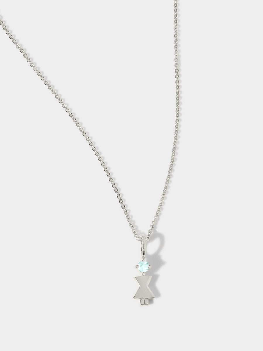 Sterling Silver Woman Necklace or Charm with Aquamarine Gemstone - March Birthstone | Precious People