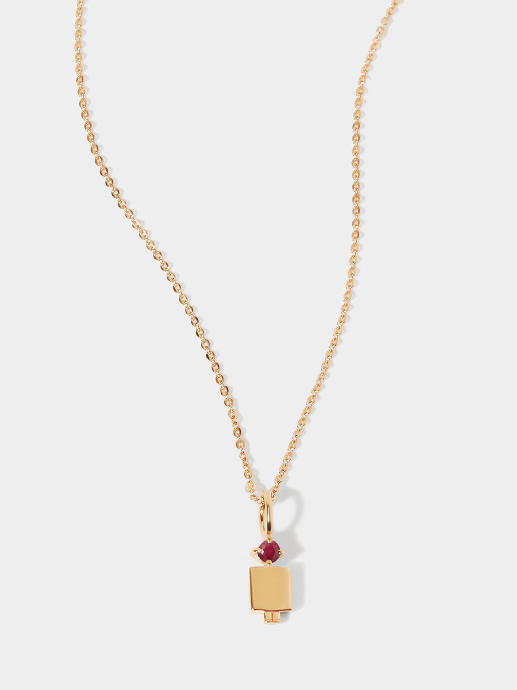 14k Solid Gold Man Necklace or Charm with Ruby Gemstone - July Birthstone | Precious People