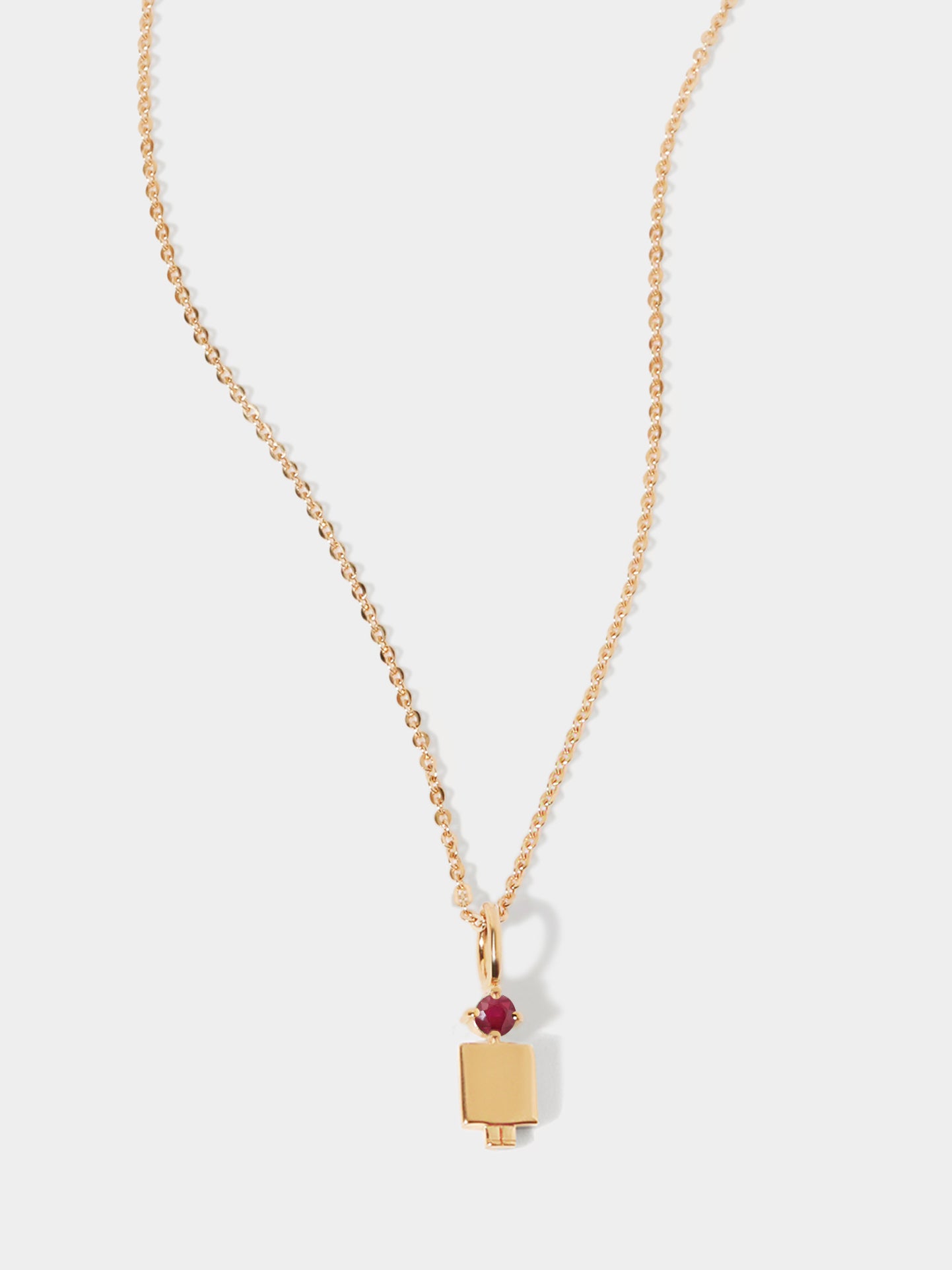 14k Solid Gold Man Necklace or Charm with Ruby Gemstone - July Birthstone | Precious People