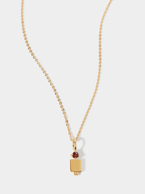 Gold Vermeil Dad or Man with Garnet Gemstone - January Birthstone
