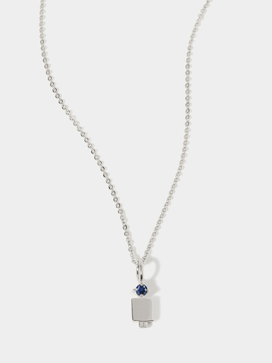 Sterling Silver Man Necklace or Charm with Blue Sapphire Gemstone - September Birthstone | Precious People