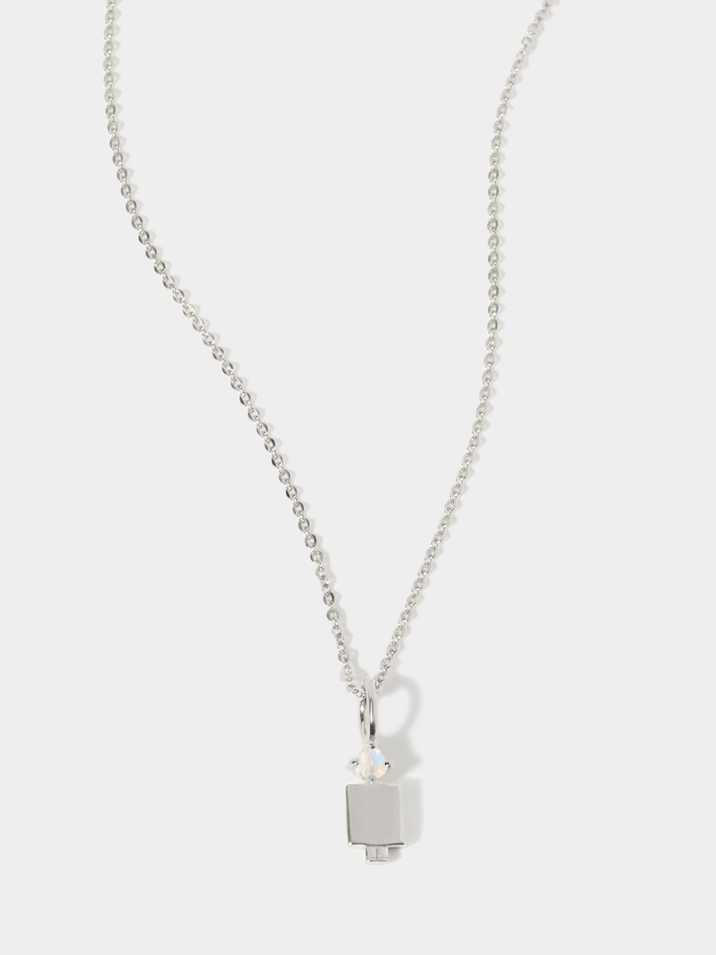 Sterling Silver Man Necklace or Charm with Moonstone Gemstone - June Birthstone | Precious People