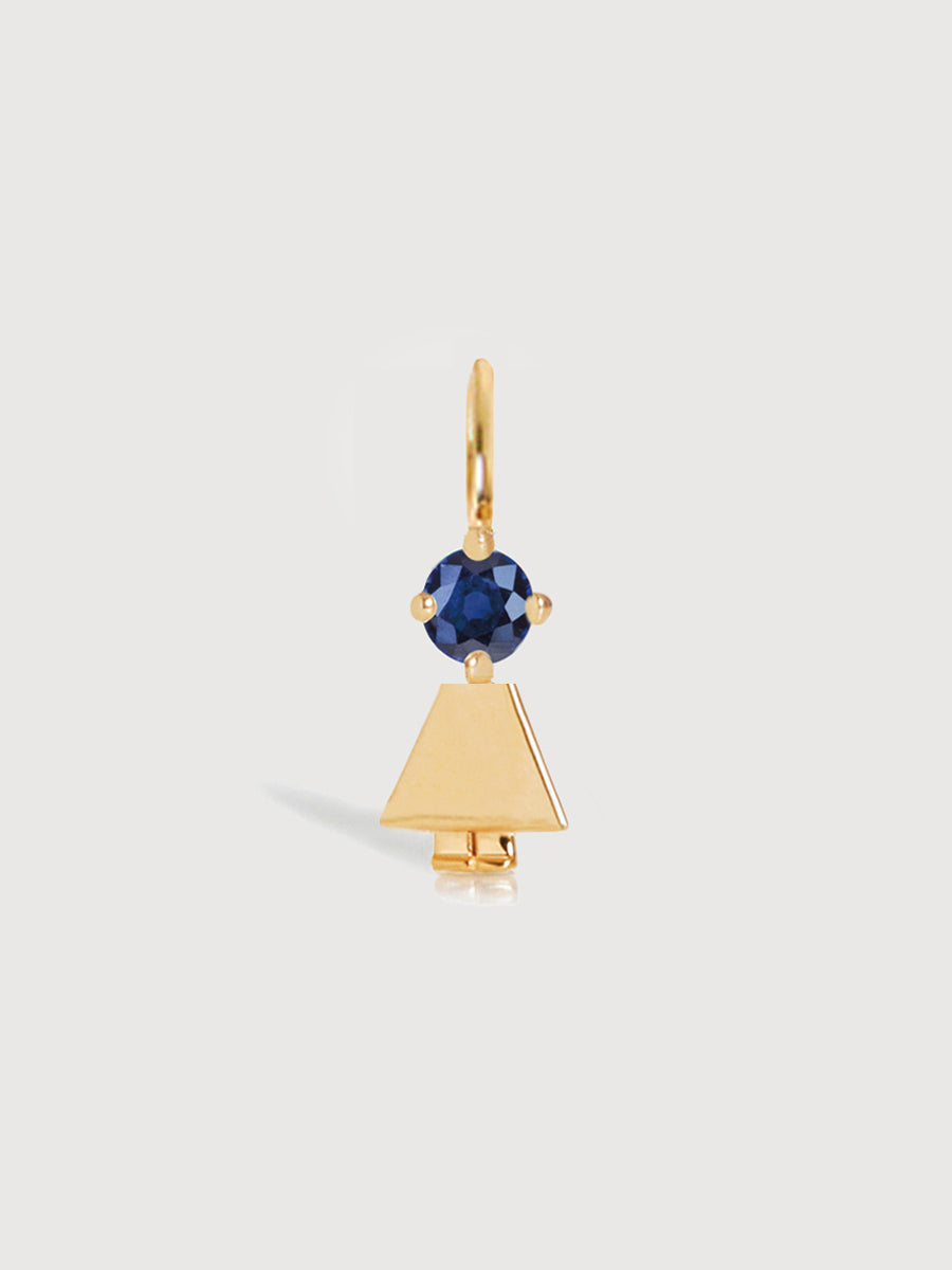 14k Solid Gold Girl Necklace or Charm with Blue Sapphire Gemstone - September Birthstone | Precious People