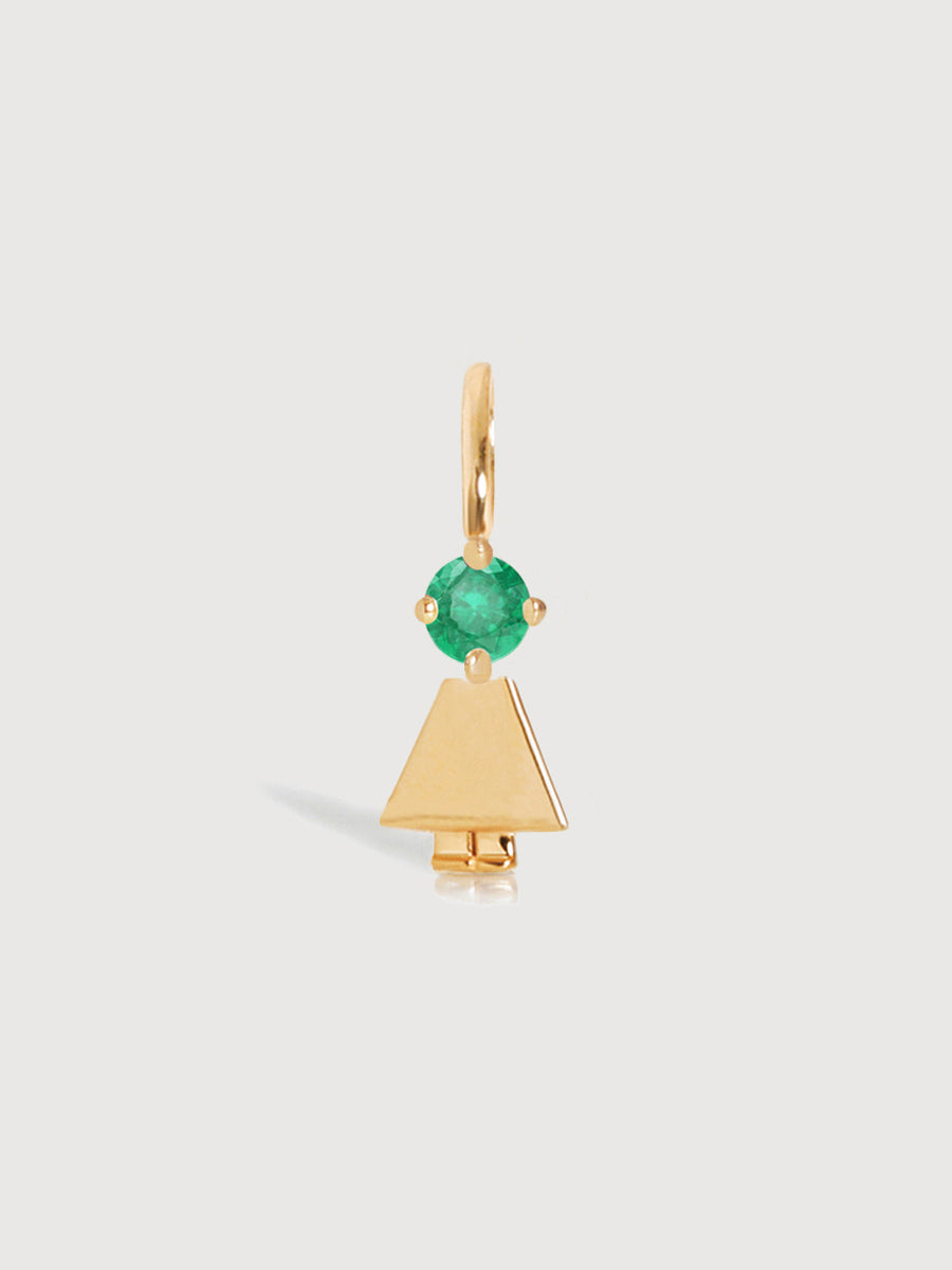 14k Solid Gold Girl Necklace or Charm with Emerald Gemstone - May Birthstone | Precious People