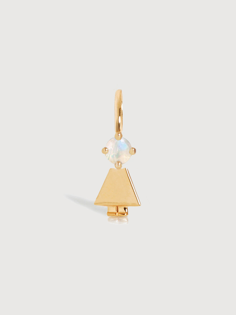 14k Solid Gold Girl Necklace or Charm with Moonstone Gemstone - June Birthstone | Precious People