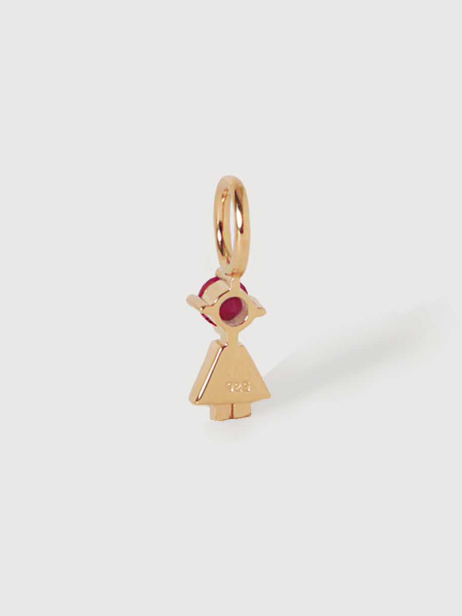 14k Solid Gold Girl Necklace or Charm with Ruby Gemstone - July Birthstone | Precious People
