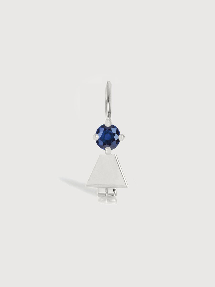 14k White Gold Girl Necklace or Charm with Blue Sapphire Gemstone - September Birthstone | Precious People