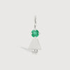 14k White Gold Girl Necklace or Charm with Emerald Gemstone - May Birthstone | Precious People