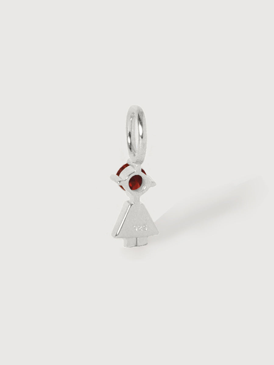 14k White Gold Girl Necklace or Charm with Garnet Gemstone - January Birthstone | Precious People