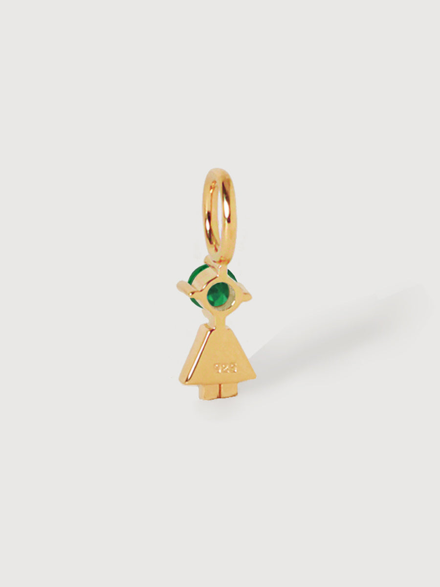 Gold Vermeil Daughter or Girl with Emerald Gemstone - May Birthstone
