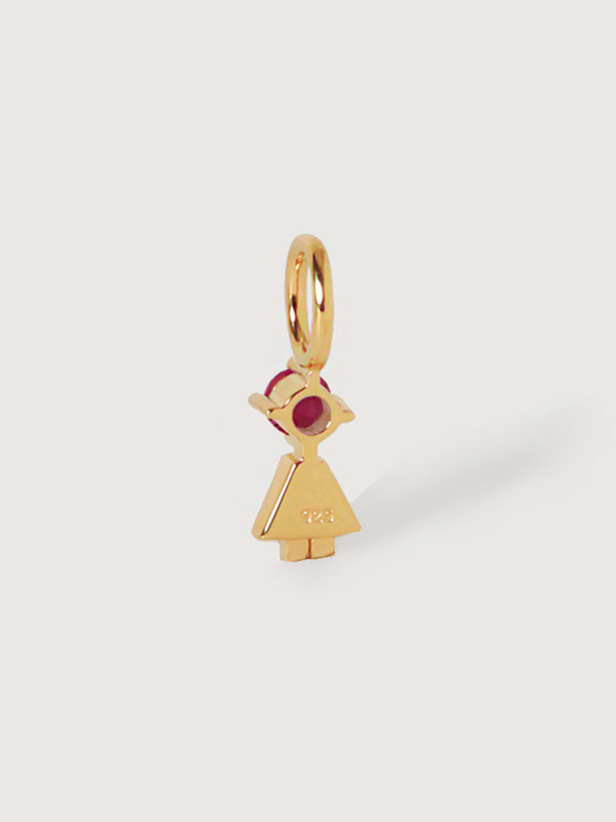 Gold Vermeil Daughter or Girl with Ruby Gemstone - July Birthstone