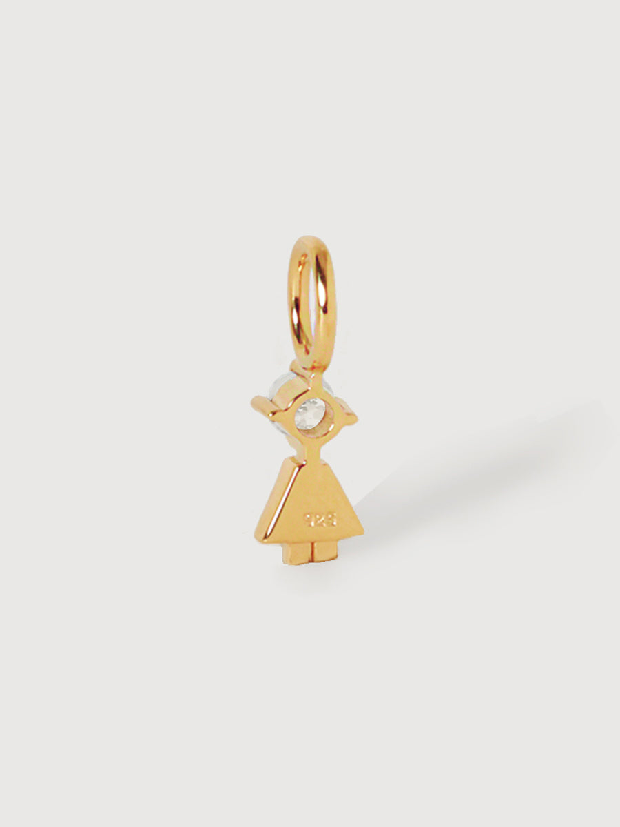 Gold Vermeil Daughter or Girl with White Topaz Gemstone - April Birthstone