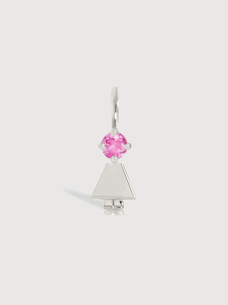 Sterling Silver Girl Necklace or Charm with Pink Tourmaline Gemstone - October Birthstone | Precious People