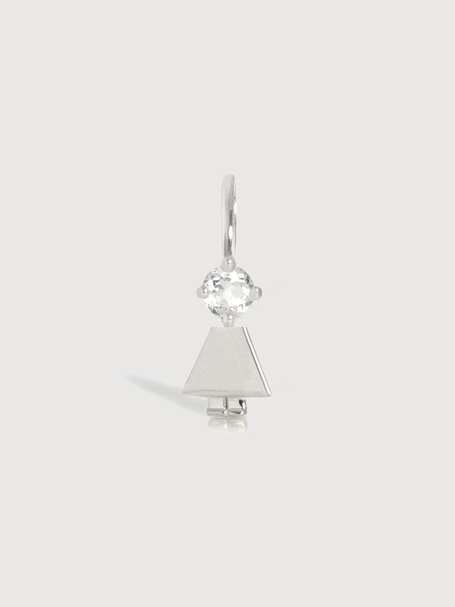 Sterling Silver Girl Necklace or Charm with White Topaz Gemstone - April Birthstone | Precious People