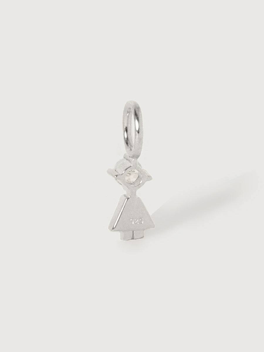 Sterling Silver Girl Necklace or Charm with White Topaz Gemstone - April Birthstone | Precious People
