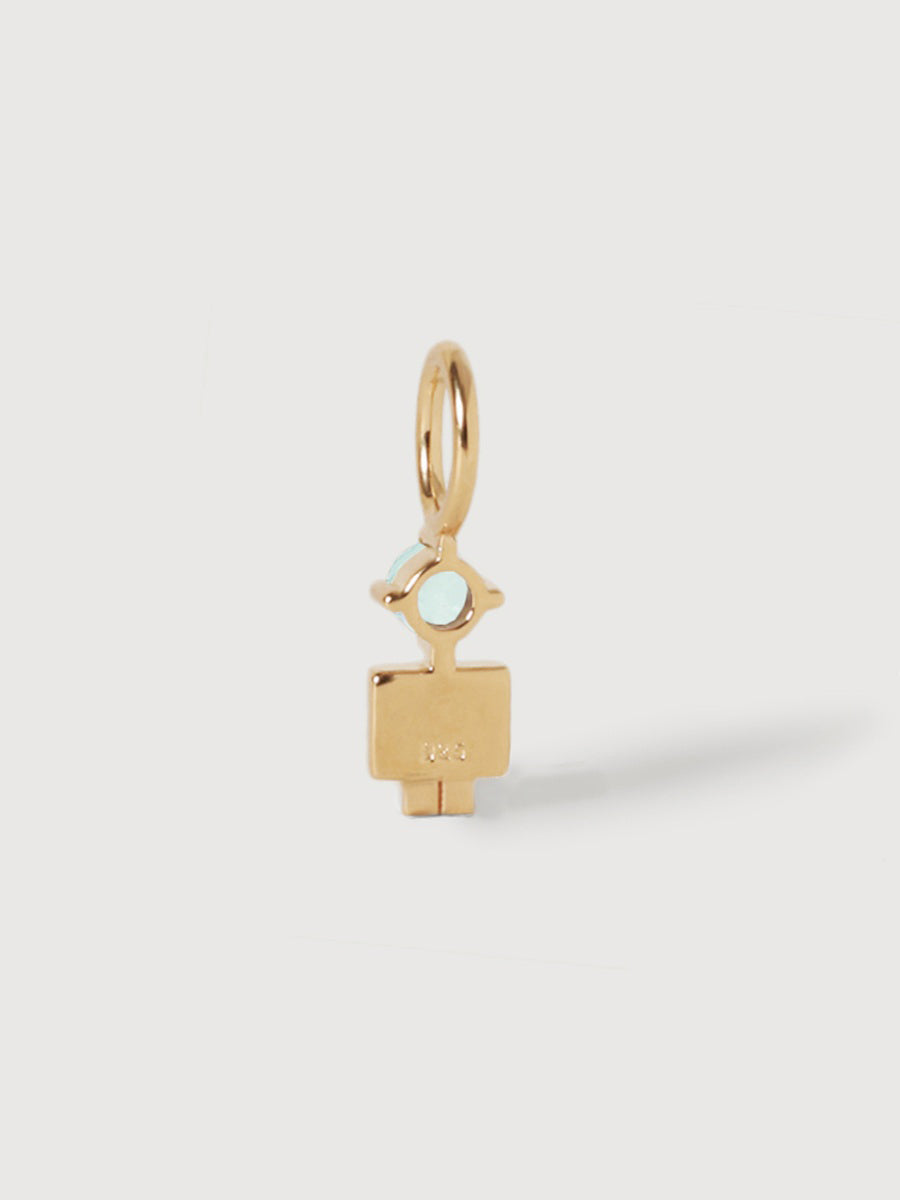 14k Solid Gold Boy Necklace or Charm with Aquamarine Gemstone - March Birthstone | Precious People