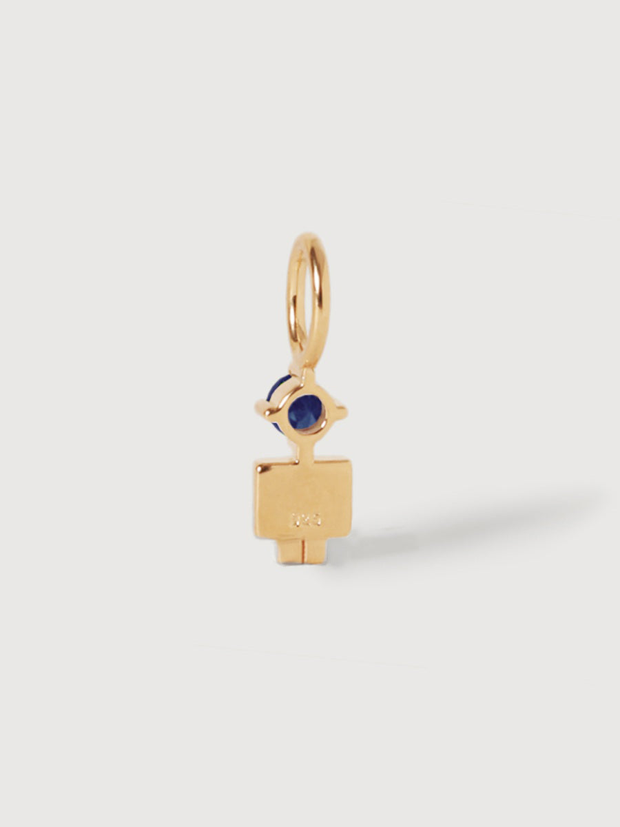 14k Solid Gold Boy Necklace or Charm with Blue Sapphire Gemstone - September Birthstone | Precious People