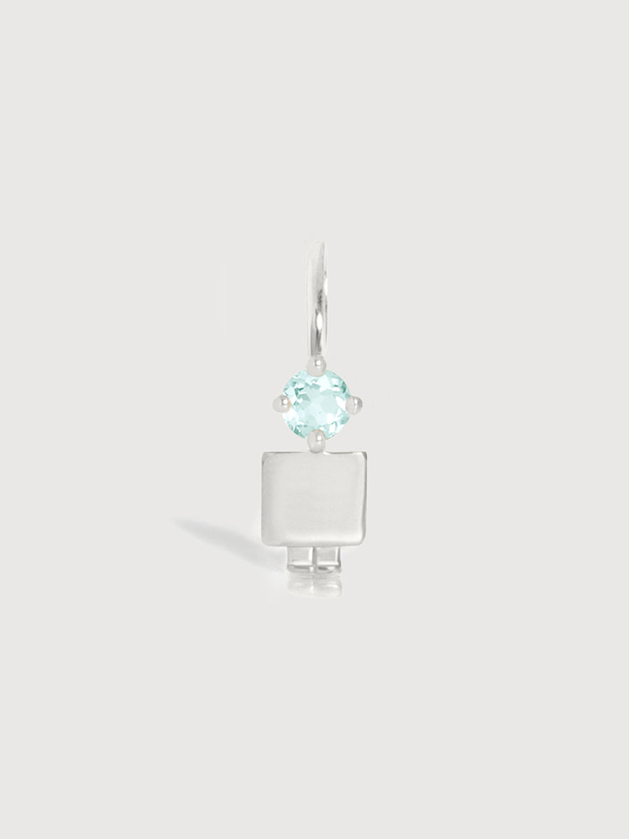 14k White Gold Boy Necklace or Charm with Aquamarine Gemstone - March Birthstone | Precious People