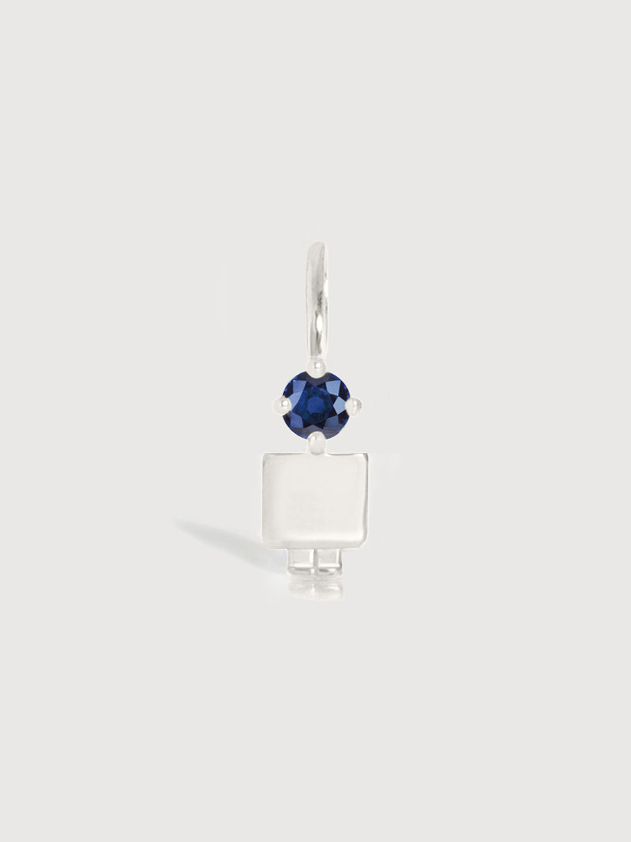 14k White Gold Boy Necklace or Charm with Blue Sapphire Gemstone - September Birthstone | Precious People