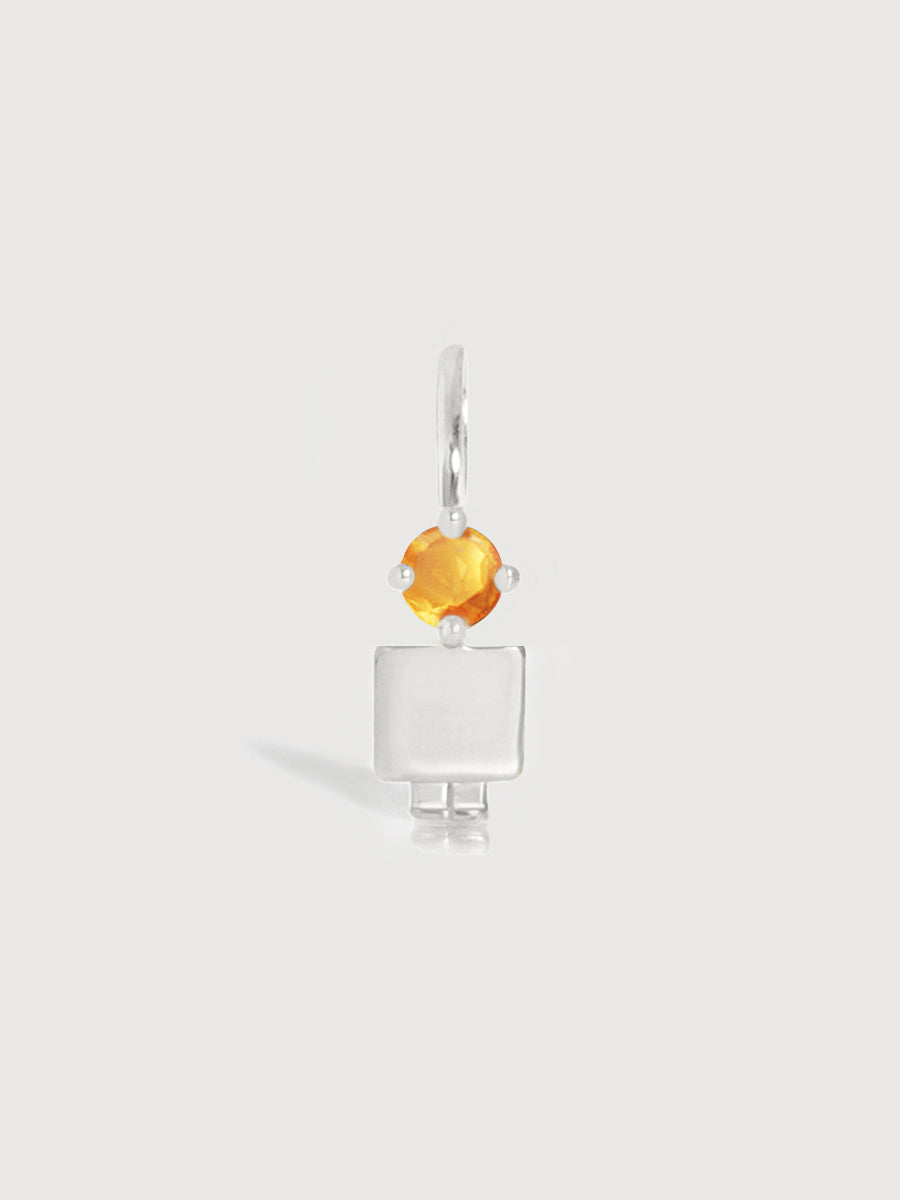 14k White Gold Boy Necklace or Charm with Citrine Gemstone - November Birthstone | Precious People