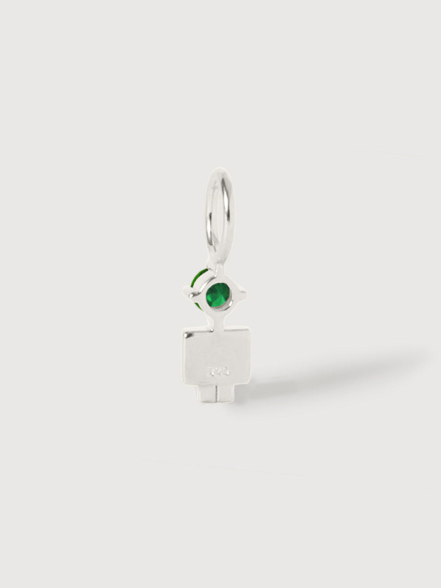14k White Gold Boy Necklace or Charm with Emerald Gemstone - May Birthstone | Precious People