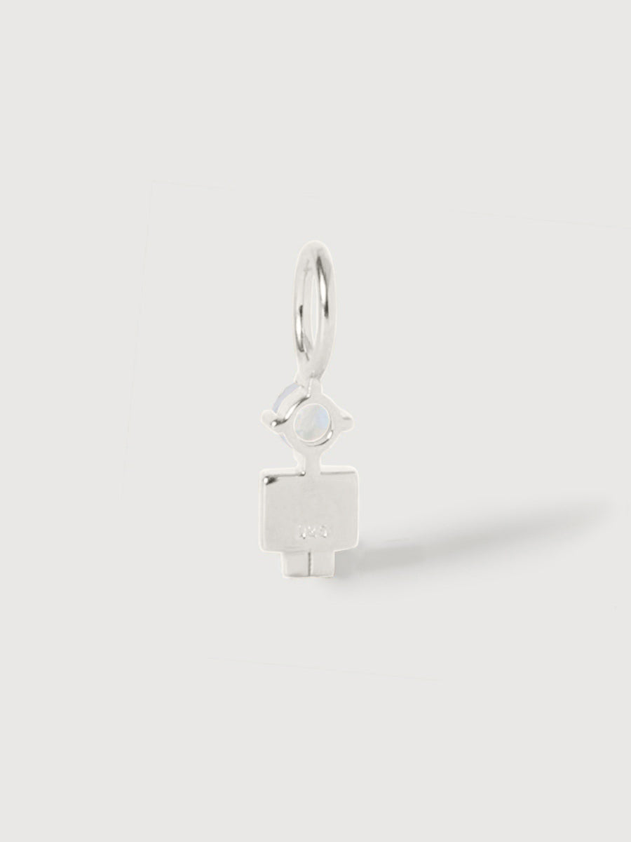 14k White Gold Boy Necklace or Charm with Moonstone Gemstone - June Birthstone | Precious People