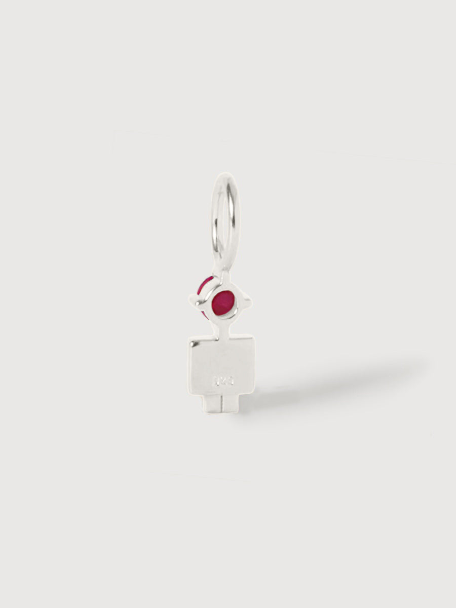 14k White Gold Boy Necklace or Charm with Ruby Gemstone - July Birthstone | Precious People