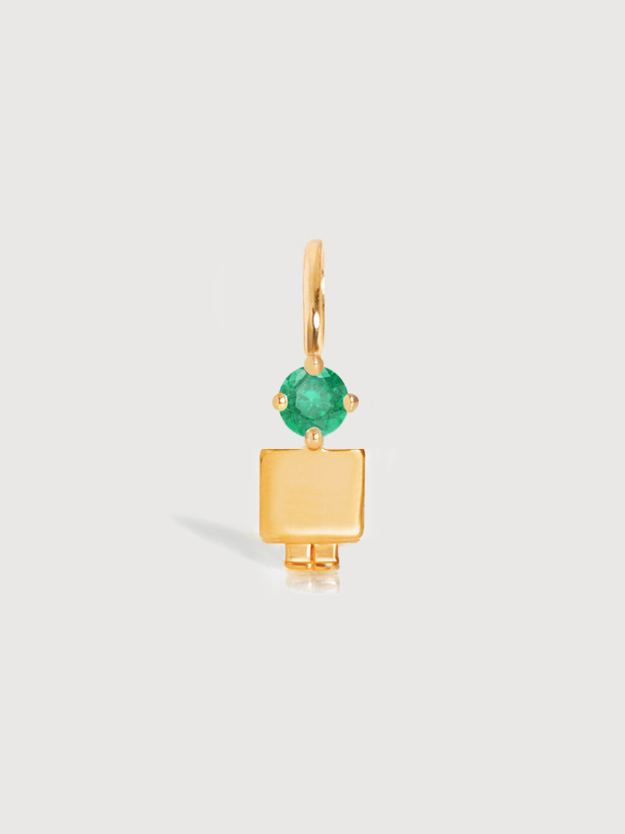 Gold Vermeil Son or Boy with Emerald Gemstone - May Birthstone