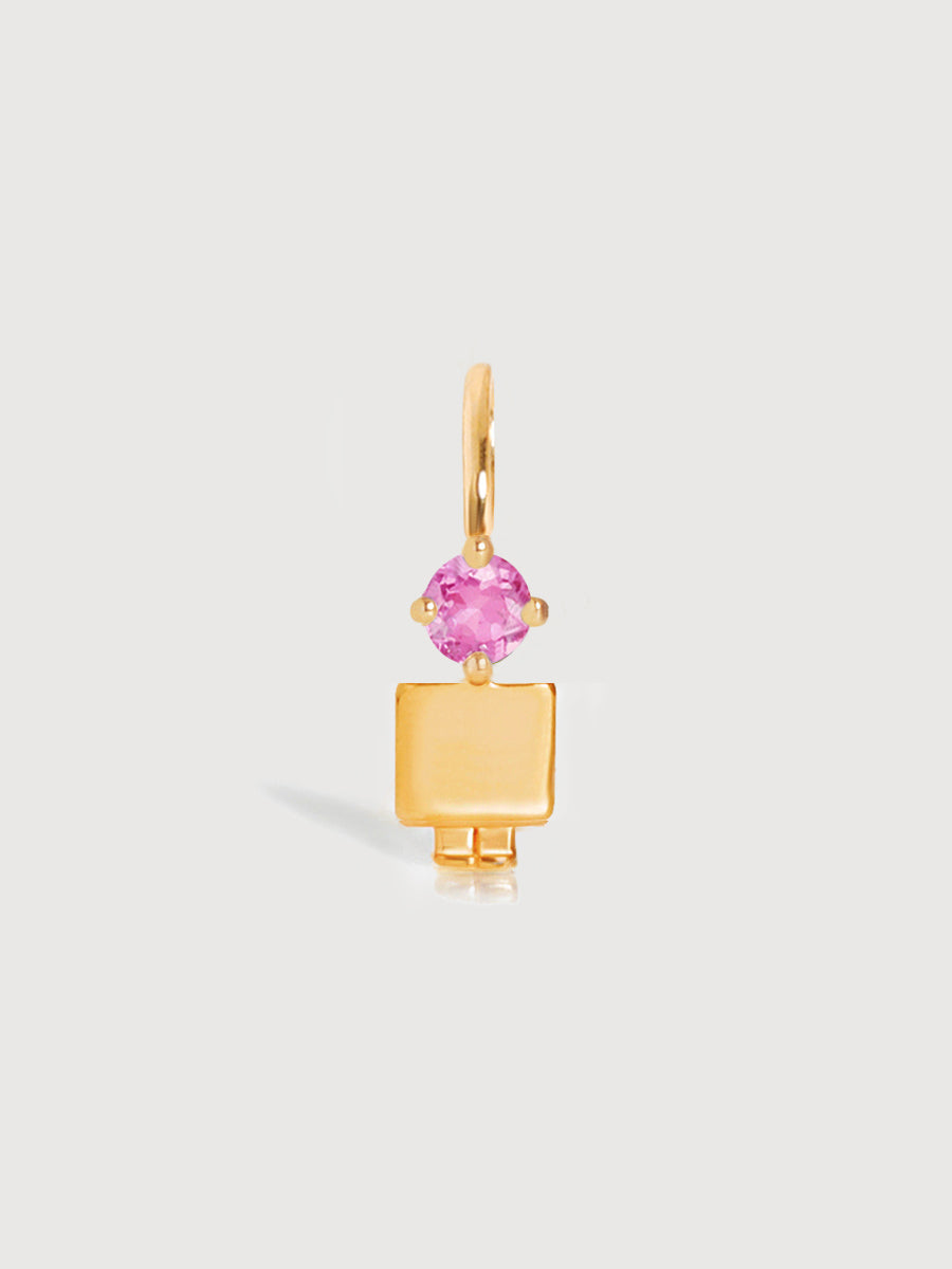 Gold Vermeil Son or Boy with Pink Tourmaline Gemstone - October Birthstone