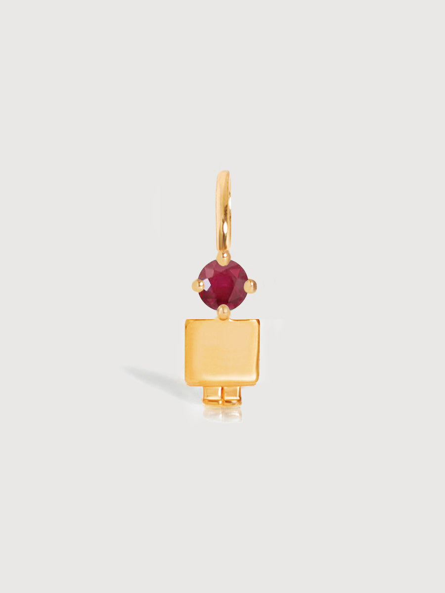 Gold Vermeil Son or Boy with Ruby Gemstone - July Birthstone
