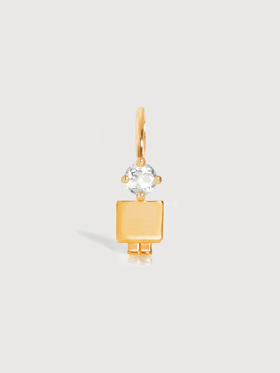 Gold Vermeil Son or Boy with White Topaz Gemstone - April Birthstone