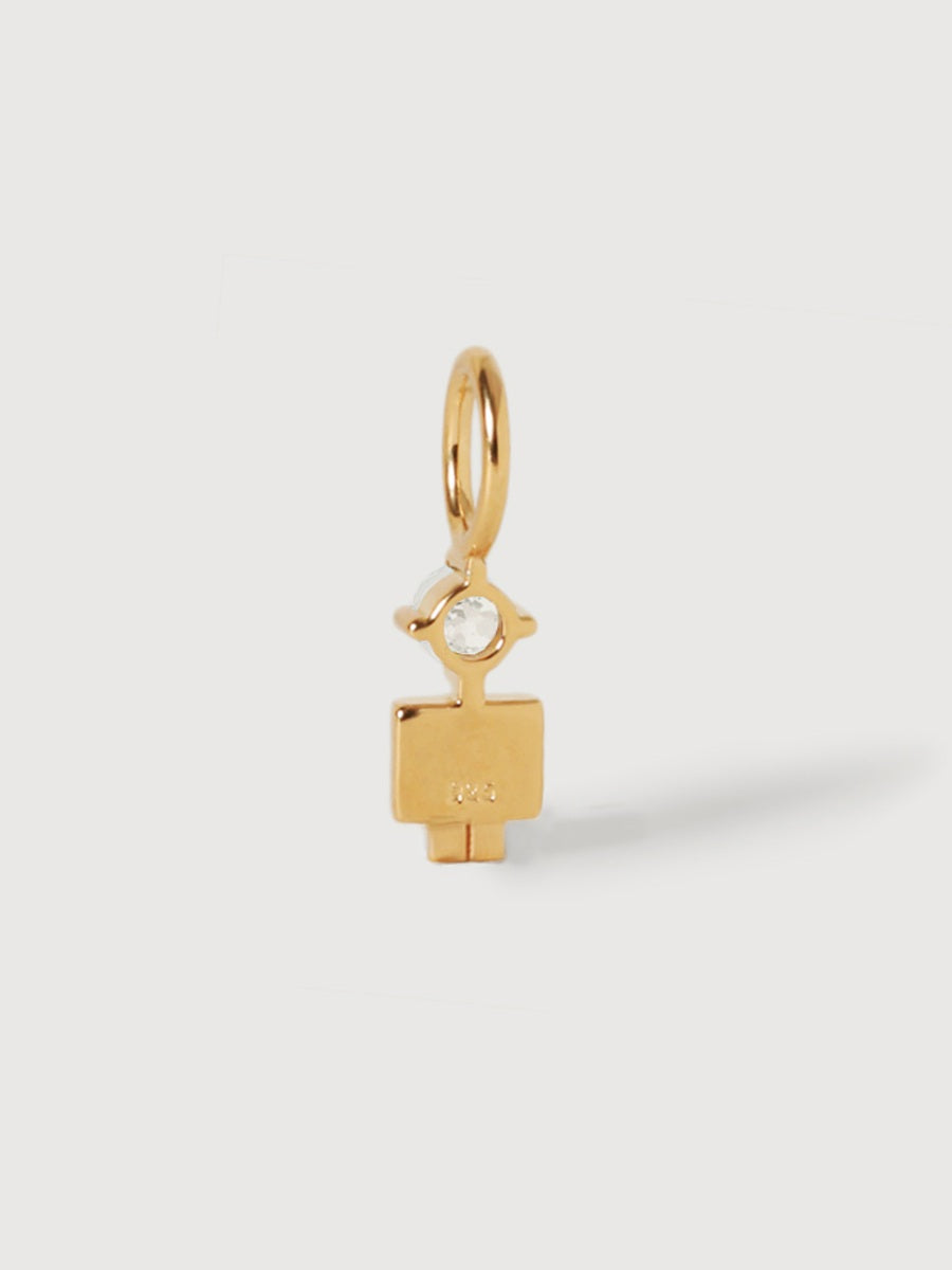 Gold Vermeil Son or Boy with White Topaz Gemstone - April Birthstone