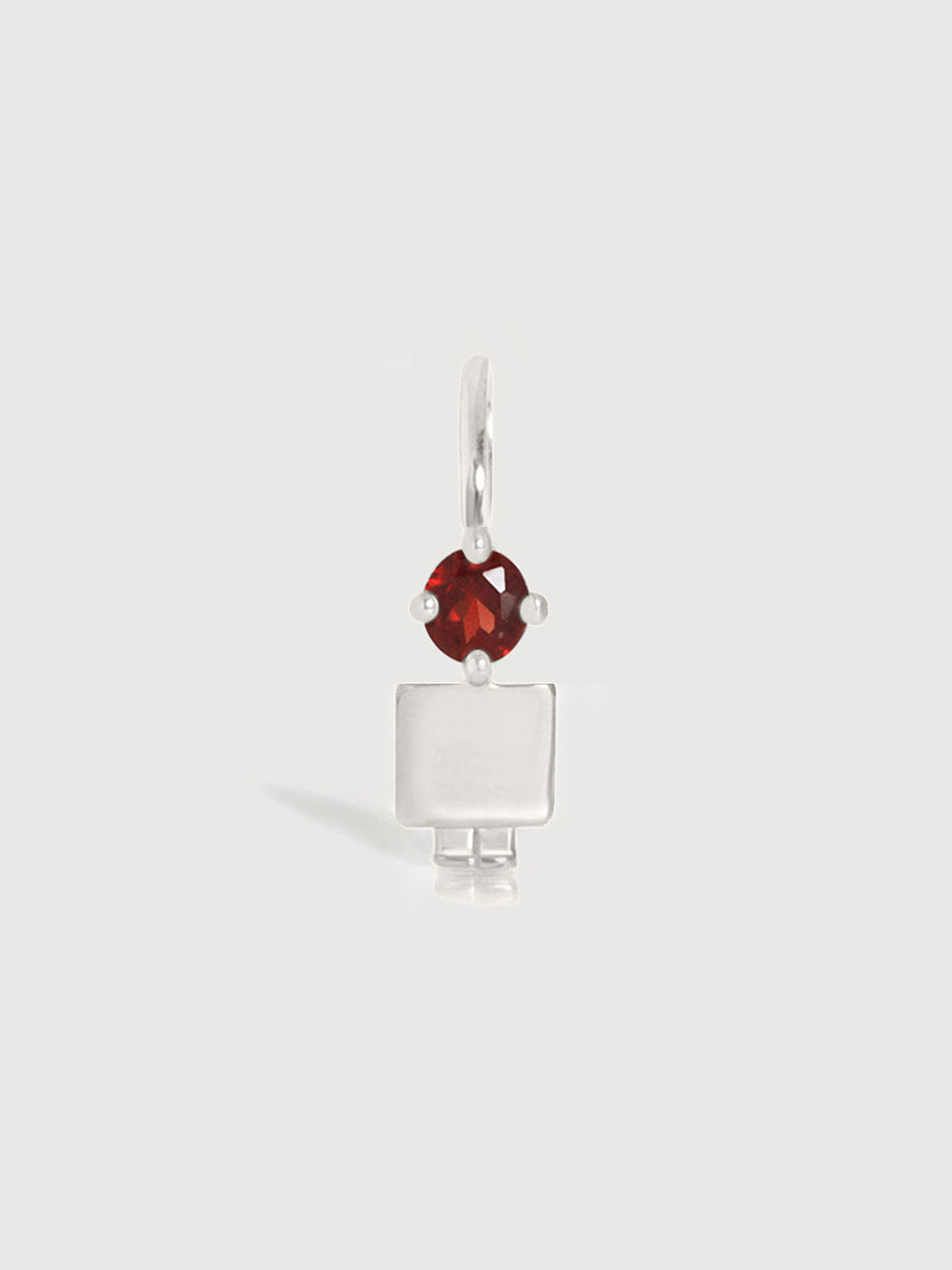 Sterling Silver Boy Necklace or Charm with Garnet Gemstone - January Birthstone | Precious People