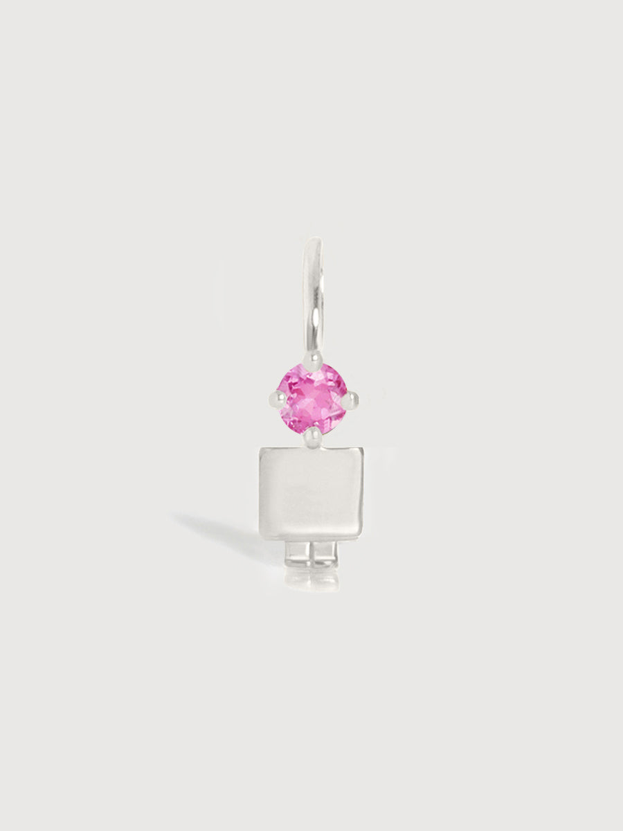 Sterling Silver Boy Necklace or Charm with Pink Tourmaline Gemstone - October Birthstone | Precious People