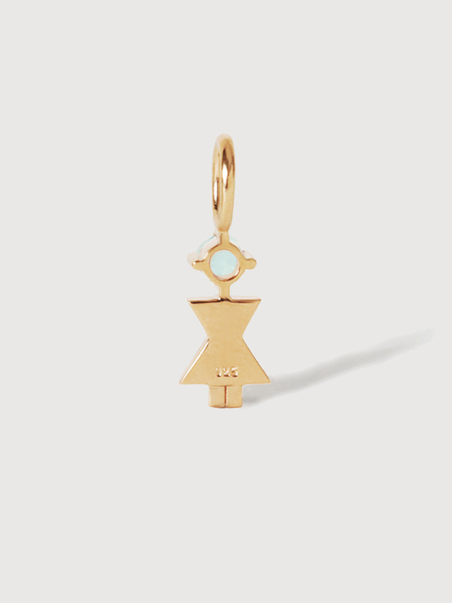 14k Solid Gold Woman Necklace or Charm with Aquamarine Gemstone - March Birthstone | Precious People