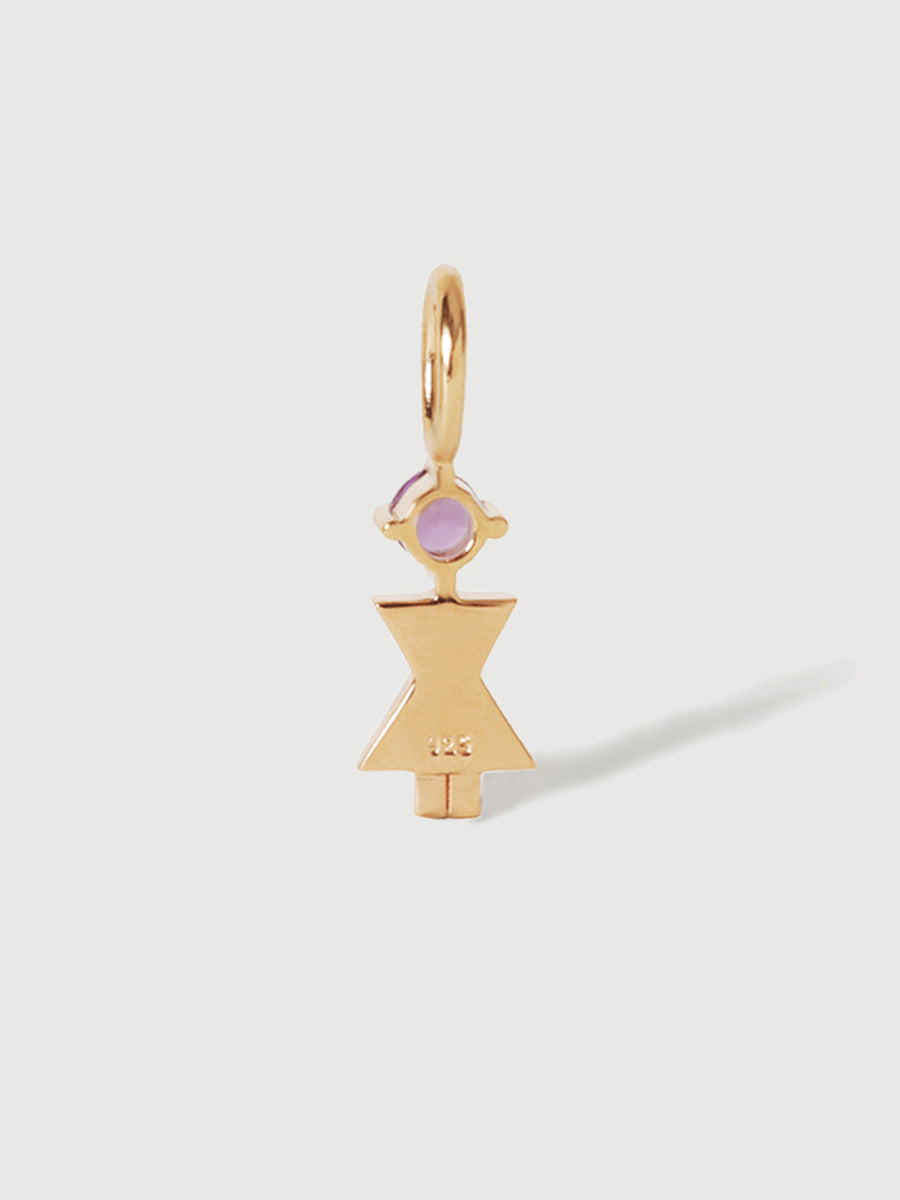 14k Solid Gold Woman Necklace or Charm with Amethyst Gemstone - February Birthstone | Precious People