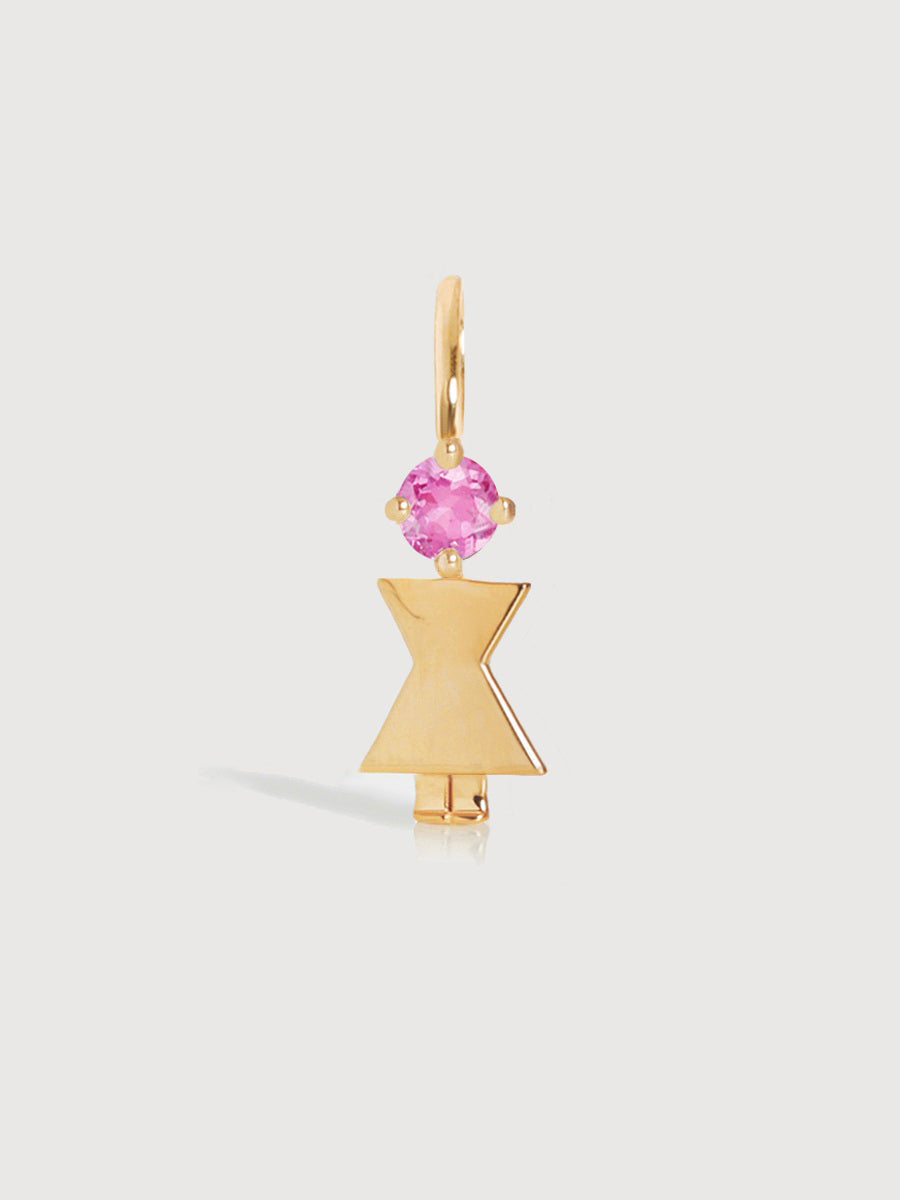 14k Solid Gold Woman Necklace or Charm with Pink Tourmaline Gemstone - October Birthstone | Precious People